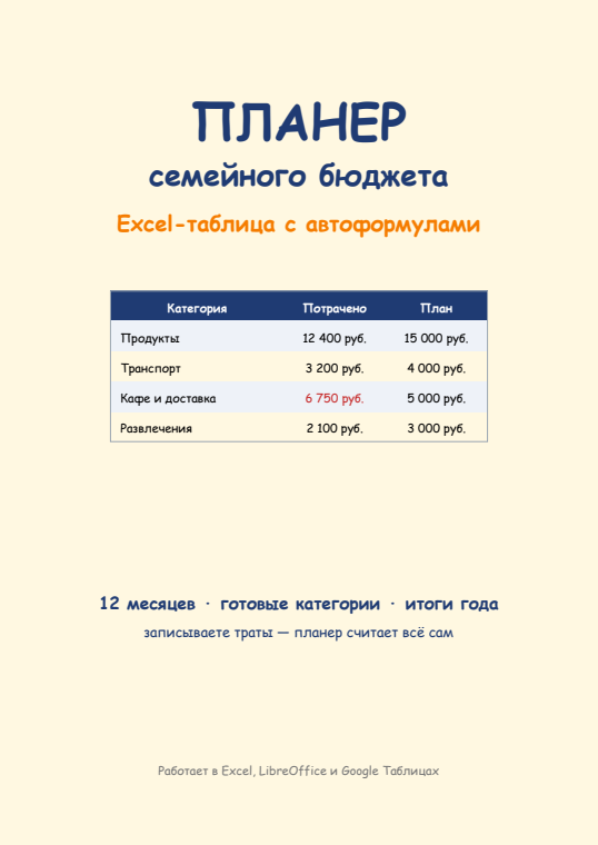 Планер семейного бюджета — страница из сборника